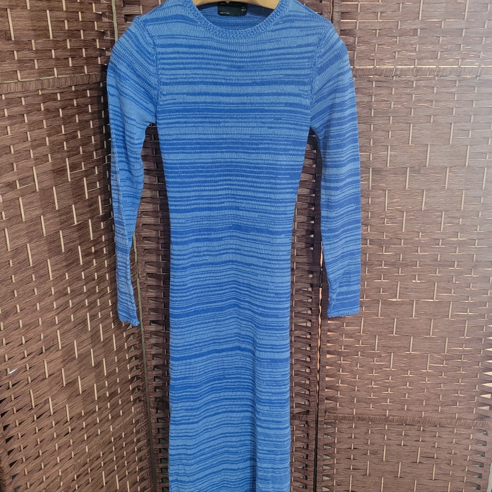 Asos Design Knitted Midi Dress with Tie Back Detail Blue